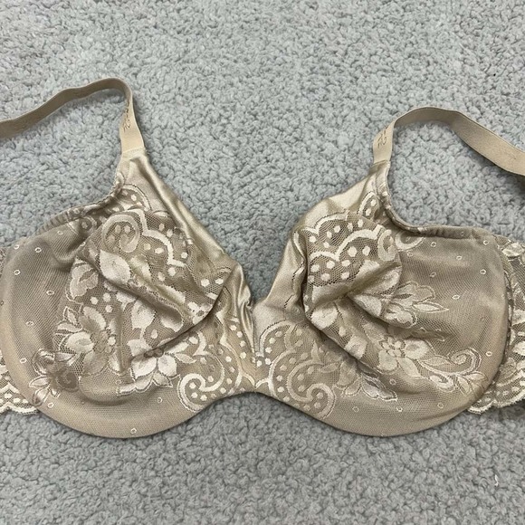 Vanity Fair Bra 38D Underwire 75015 Smooth Moves Lace Underwire Bra Unlined VTG - Picture 1 of 9